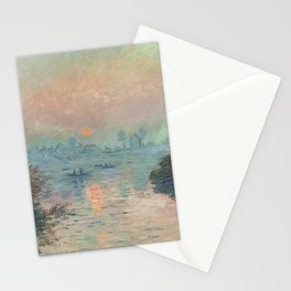 CLAUDE MONET. Sun setting on the Seine. Stationery Card