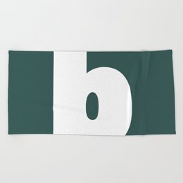 b (White & Dark Green Letter) Beach Towel