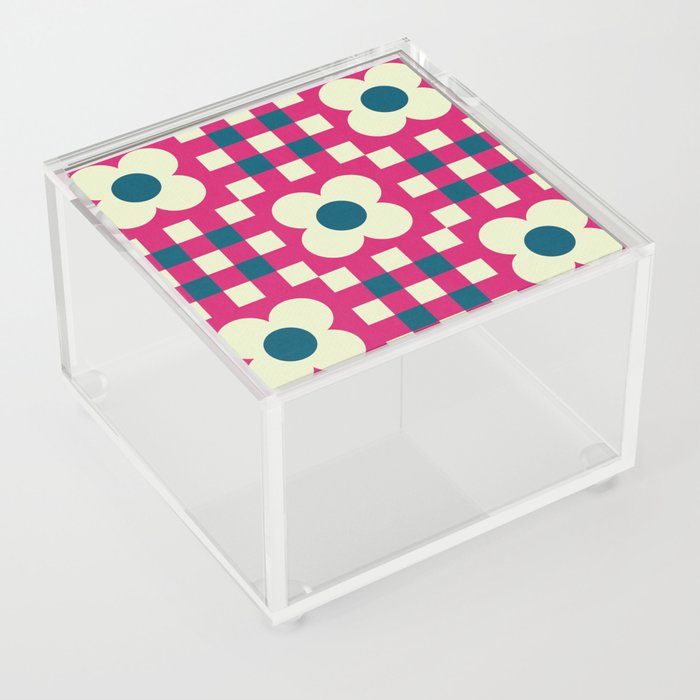 Floral gingham checker pattern Acrylic Box