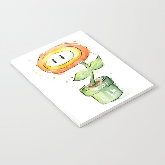 Fireflower Mario Watercolor Notebook