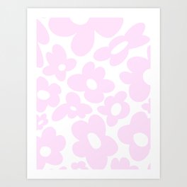 retro flowers / pink Art Print