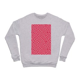 Crimson Solid Labyrinth Geometric Pattern Crewneck Sweatshirt