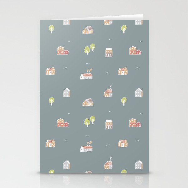 houses, village Stationery Cards