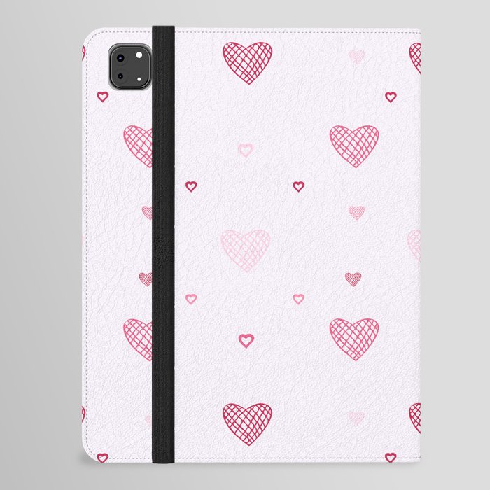 Hearts on a pink background. For Valentine's Day. Vector drawing for February 14th. SEAMLESS PATTERN WITH HEARTS. Anniversary drawing. For wallpaper, background, postcards. iPad Folio Case