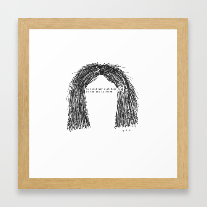 Short Hair Famous Tumblr Quote By Pien Pouwels Framed Art Print