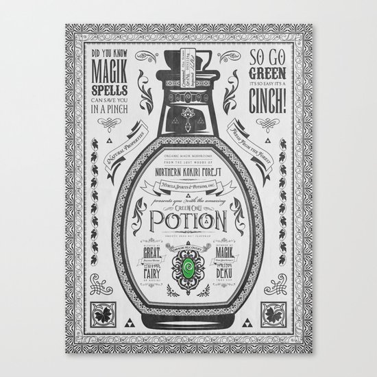 Legend of Zelda Green Chu Potion Advertisement Canvas Print
