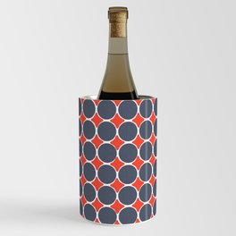 Mid Mod Retro Navy Circles With Red Diamonds Wine Chiller