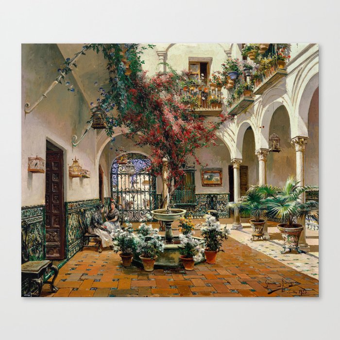 Interior Courtyard Seville Spain by Manuel Garcia Y Rodriguez Canvas Print