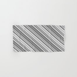 [ Thumbnail: Gray & Light Grey Colored Lined Pattern Hand & Bath Towel ]