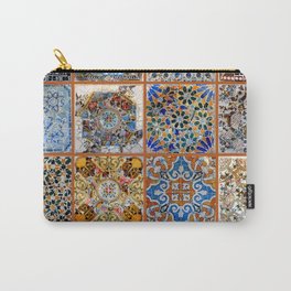 Oh Gaudi! Carry-All Pouch | Color, Tile, Colorful, Spanish, Colorfulhomedecor, Photo, Blue, Barcelona, Parcguell, Digitalcollage 