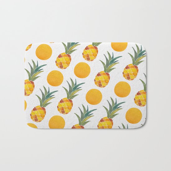Pineapple Dot Pattern Bath Mat