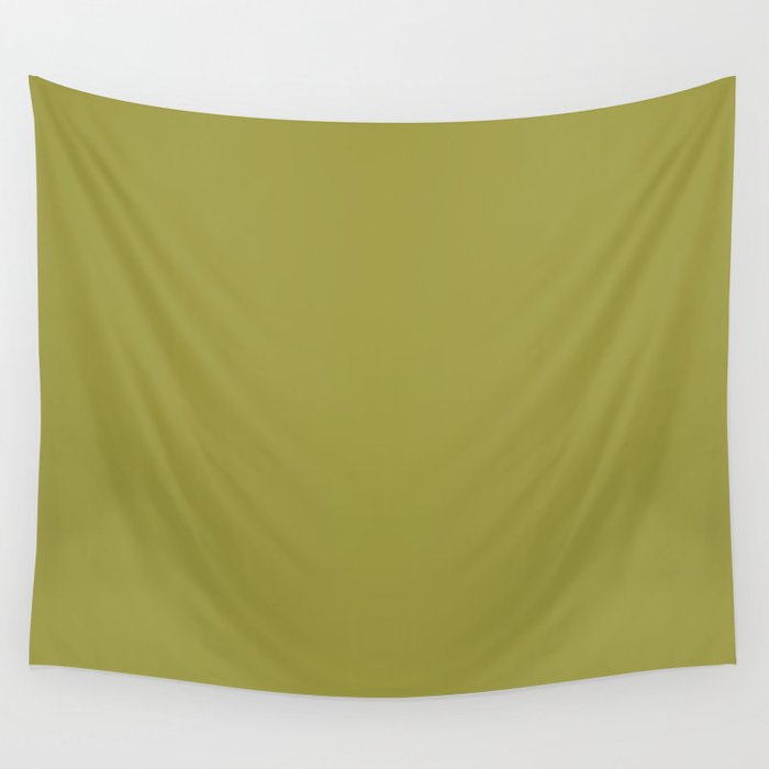 Dark Green-Yellow Solid Color Pantone Split Pea 16-05445 TCX Shades of Yellow Hues Wall Tapestry