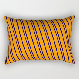 [ Thumbnail: Dark Orange & Dark Blue Colored Pattern of Stripes Rectangular Pillow ]