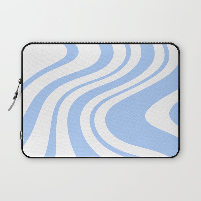 Swirl Marble Stripes Pattern (sky blue/white) Laptop Sleeve