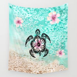 Hibiscus Turtle Wall Tapestry