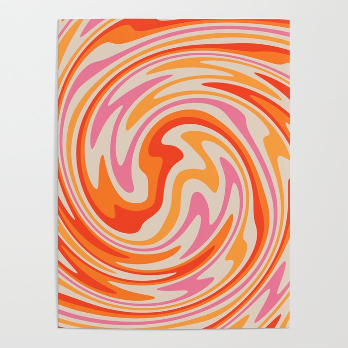 70s Retro Swirl Color Abstract Poster