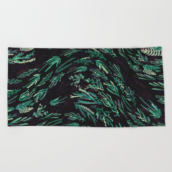 wave flora Beach Towel