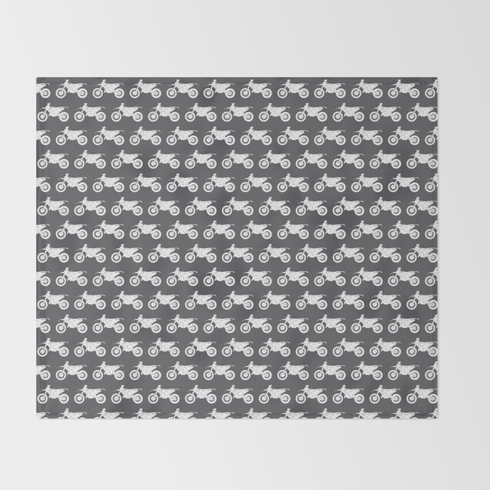 Dirt Bikes Charcoal Grey Throw Blanket By Thinlinetextiles