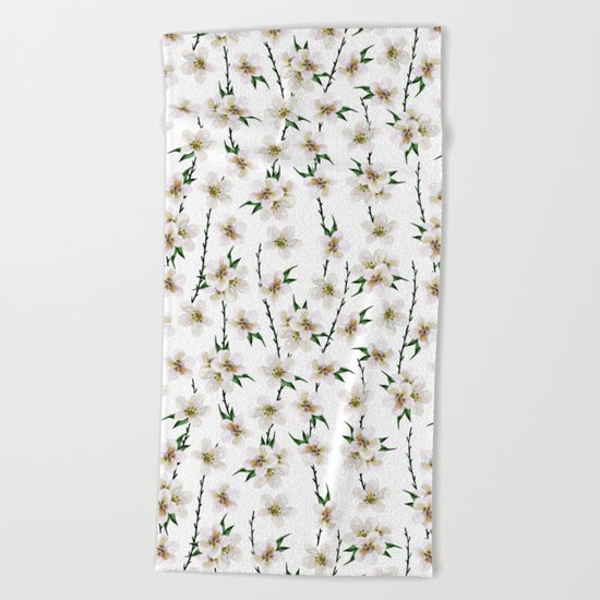White flowers Beach Towel