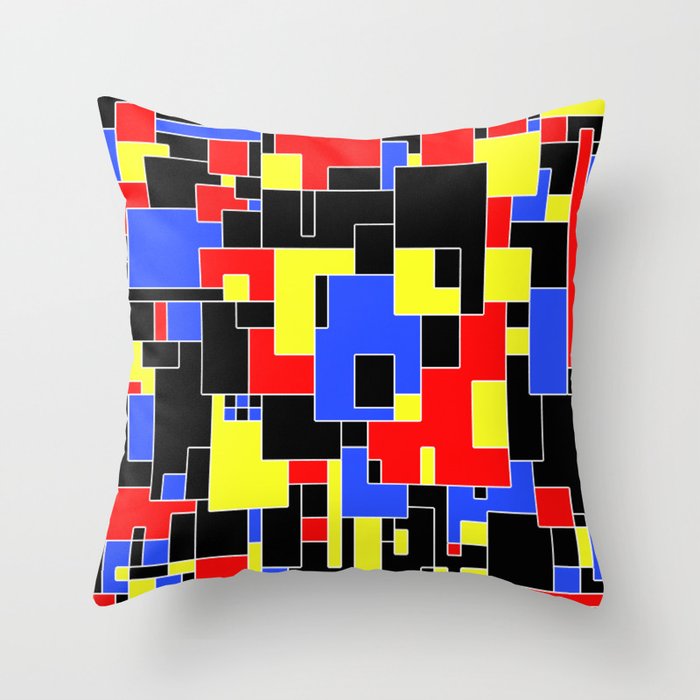 Primary Plans Abstract Geometric Map In Primary Colours Throw