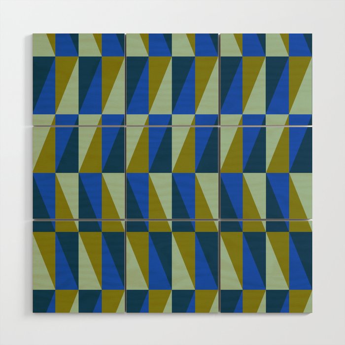 Triangles in Olive and Blue Wood Wall Art