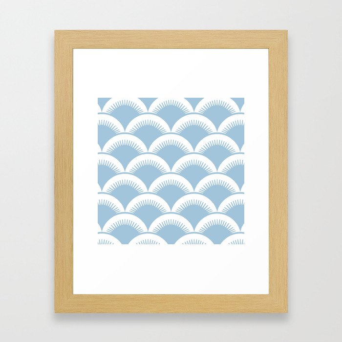 Japanese Fan Pattern Pale Blue Framed Art Print