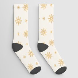 Christmas Pattern Yellow Retro Snowflake Socks
