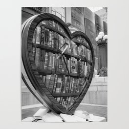 Community Bookshelf Love - Kansas City Missouri - Monochrome 1x1 Poster