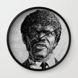 Jules Winnfield Portrait  Samuel L Jackson Pulp Fiction Wall Clock | Tarantino, Art, Drawing, And, Jackson, Movie, Samuel, Juleswinnfield, L, White 