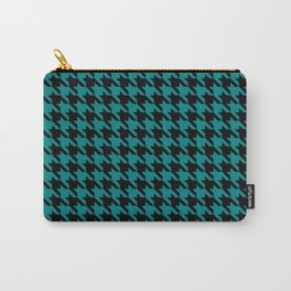 Houndstooth pattern. Black and Teal colors. Carry-All Pouch | Houndstooth, Seamless, Black, Fashion, Clothing, Canvas, Background, Classic, Shapes, Geometric 