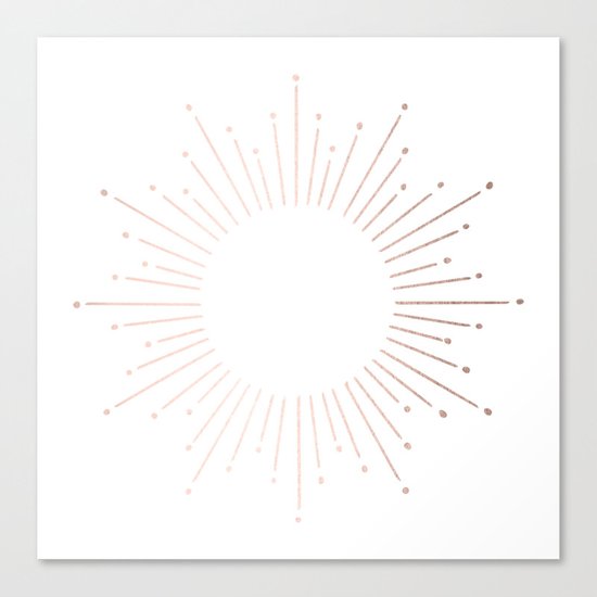 Sunburst Moon Dust Bronze on White Canvas Print
