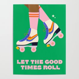 Vintage Roller Skater girl Poster