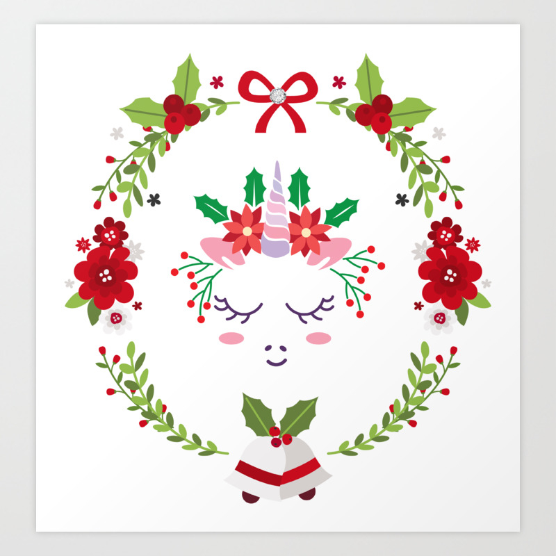 Christmas Unicorn Art Print By Debramiller Society6