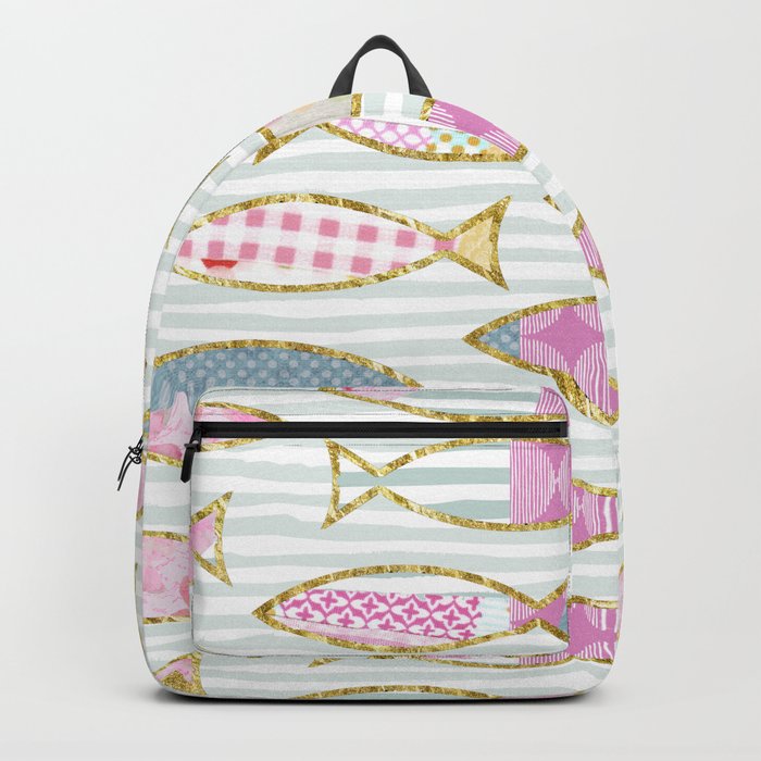 Fancy Fish pastel patchwork pattern Backpack