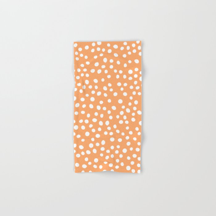 Orange and white doodle dots Hand & Bath Towel