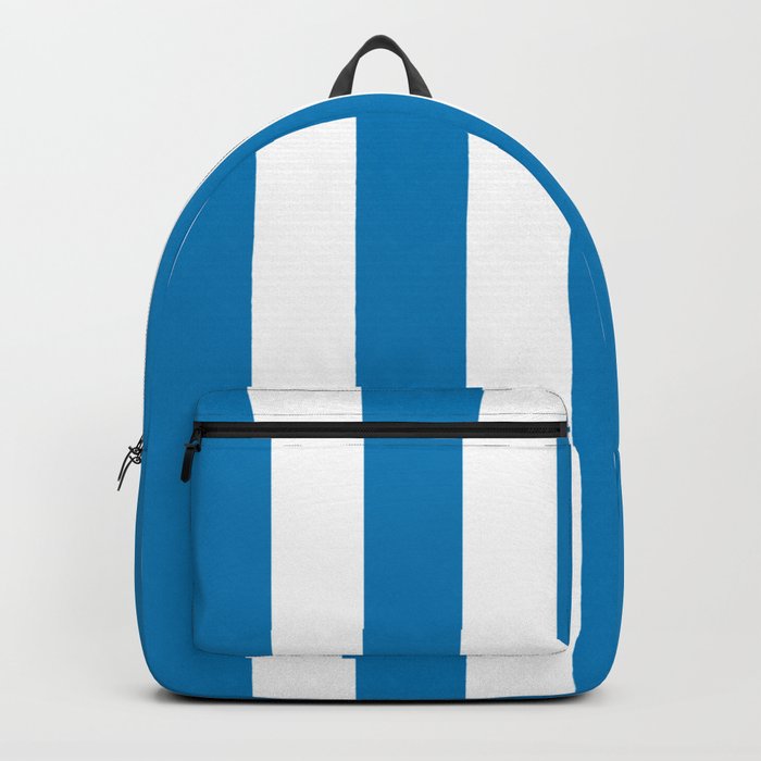 Star command blue - solid color - white vertical lines pattern Backpack