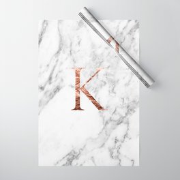 Monogram rose gold marble K Wrapping Paper