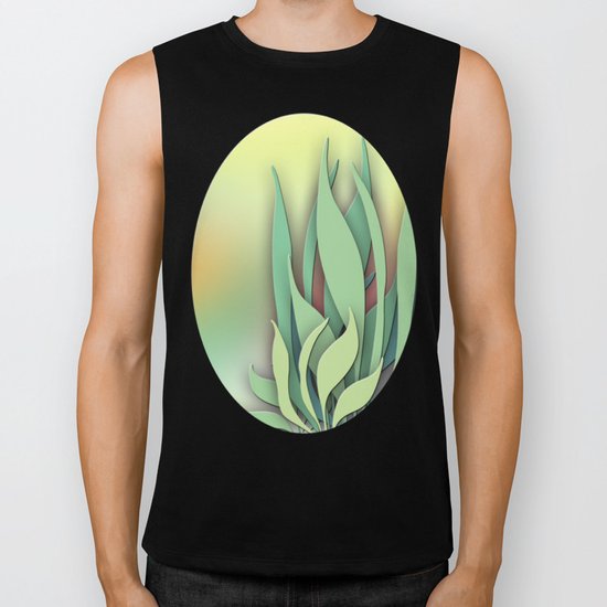 Abstract Plant in the Summer Biker Tank