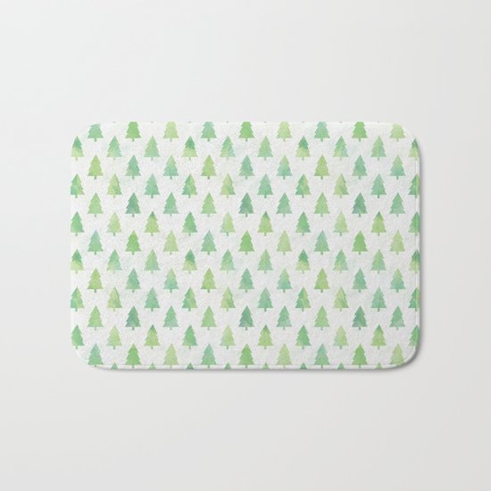 Simple Pine Tree Forest Pattern Bath Mat