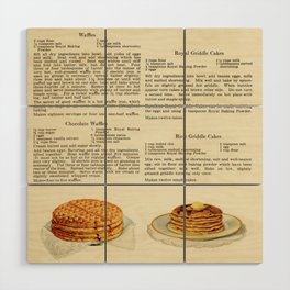 Vintage Breakfast Recipe - Waffles and Pancakes  Wood Wall Art