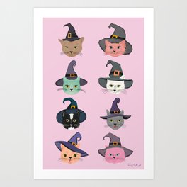 Witchy Kitties - Halloween Cats Art Print