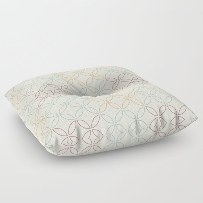 Rustic Four Leaf cement circle tile. Geometric circle decor pattern. Digital Illustration background Floor Pillow