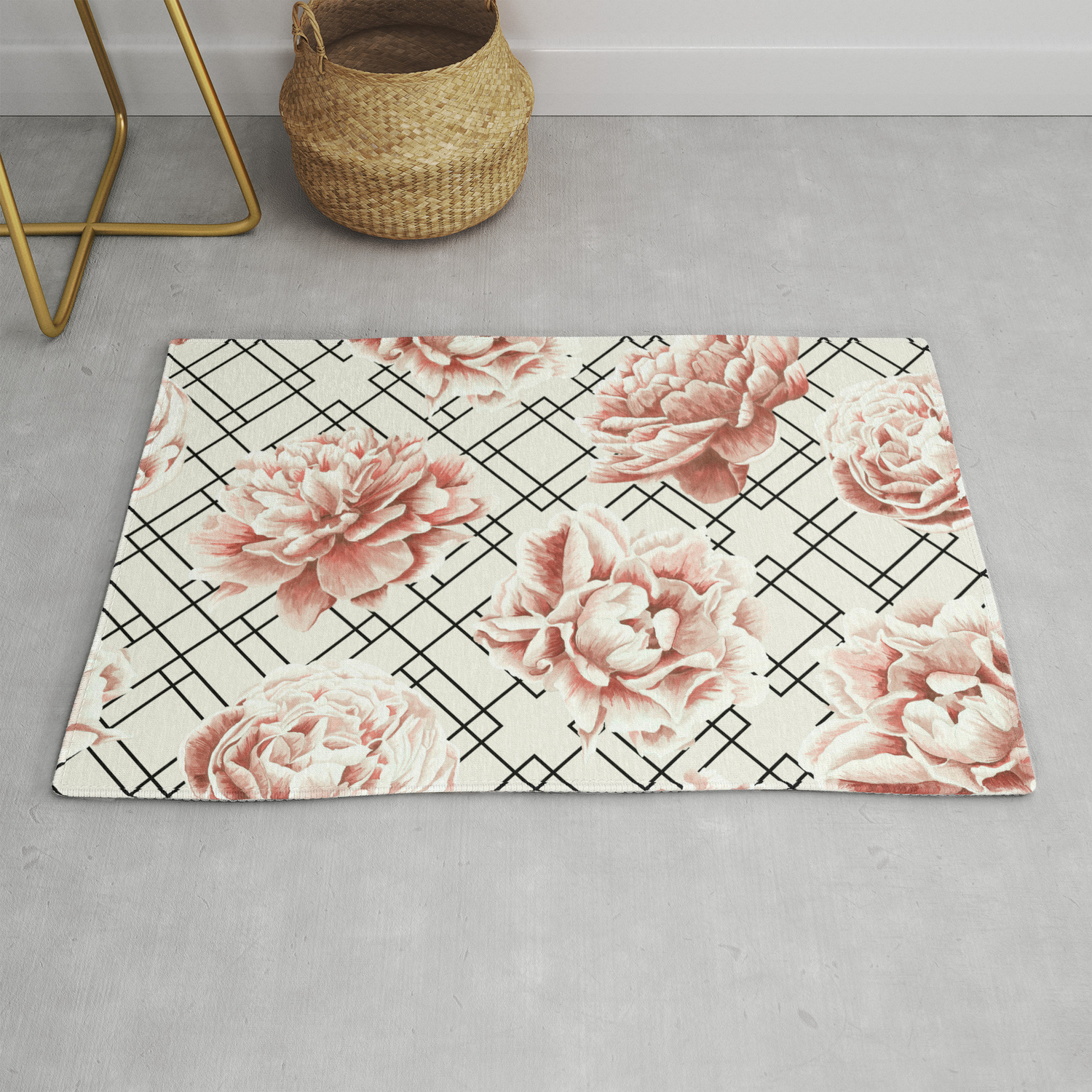 Simply Mod Diamond Roses In Cream And Black Rug By Followmeinstead Society6