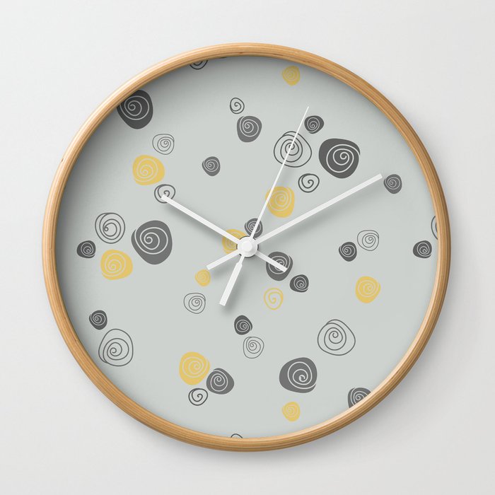 Grey and yellow roses on light sage green Wall Clock