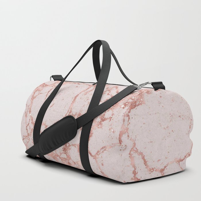 Pink Rose And Glitter Marble Collection Duffle Bag