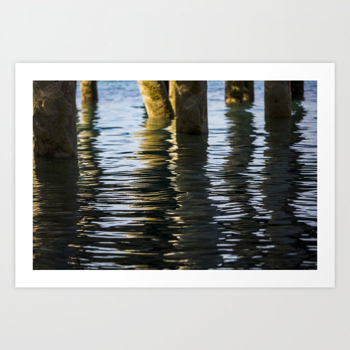 Water Reflection Under The Dock Art Print By Rhaeannephotography Society6