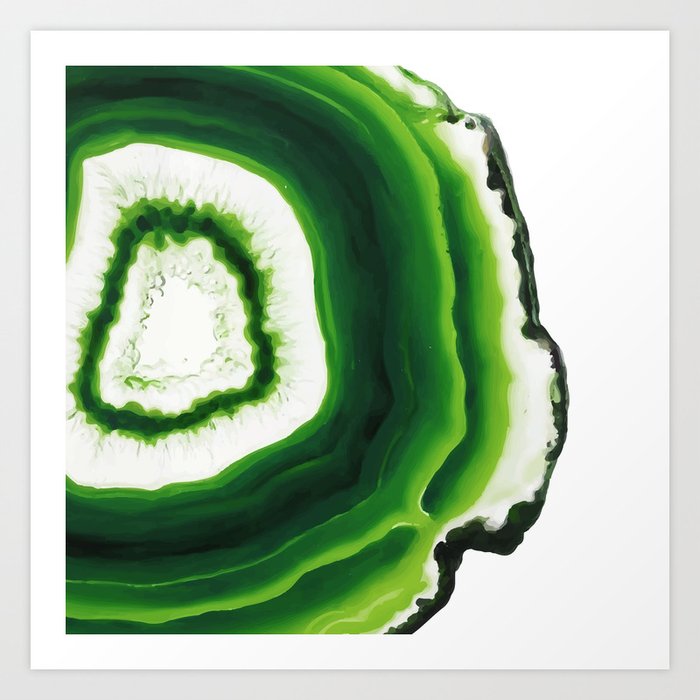 Green Agate Geode slice Art Print