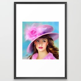 Pink and Purple Derby Feather Hat Framed Art Print