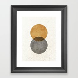 Circle Abstract - Gold Grey Texture Framed Art Print