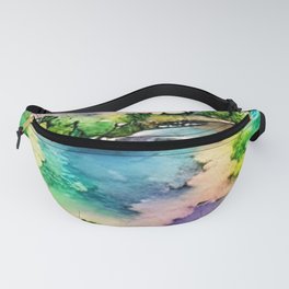 Watercolor Tropical Island Painting Fanny Pack